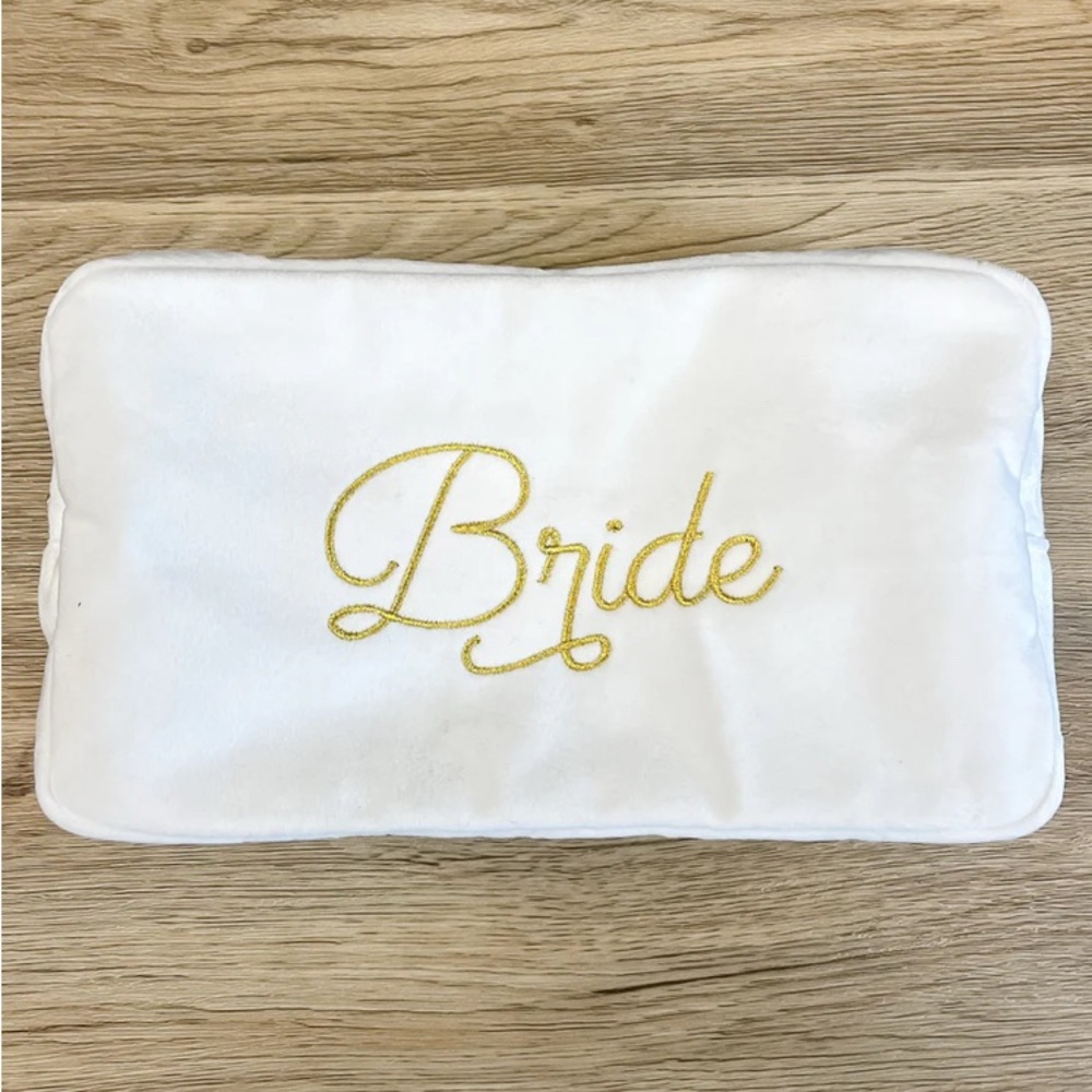 Bride Large Velvet Cosmetic Bag Engagement Gift Bachelorette